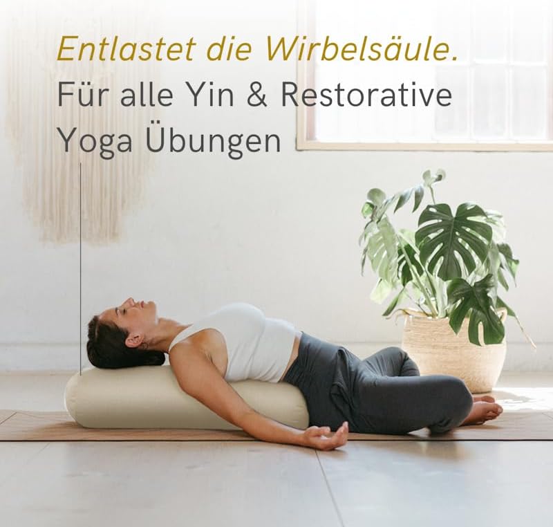 Lotuscrafts Yoga Bolster for Yin Yoga - Yoga Bolster with Kapok Filling - Washable Cotton Cover - Yo