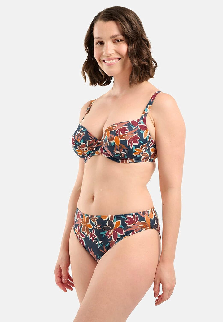Sans Complexe Damen Staytation Badeanzug Top mit Bügel, Floral Print Blue