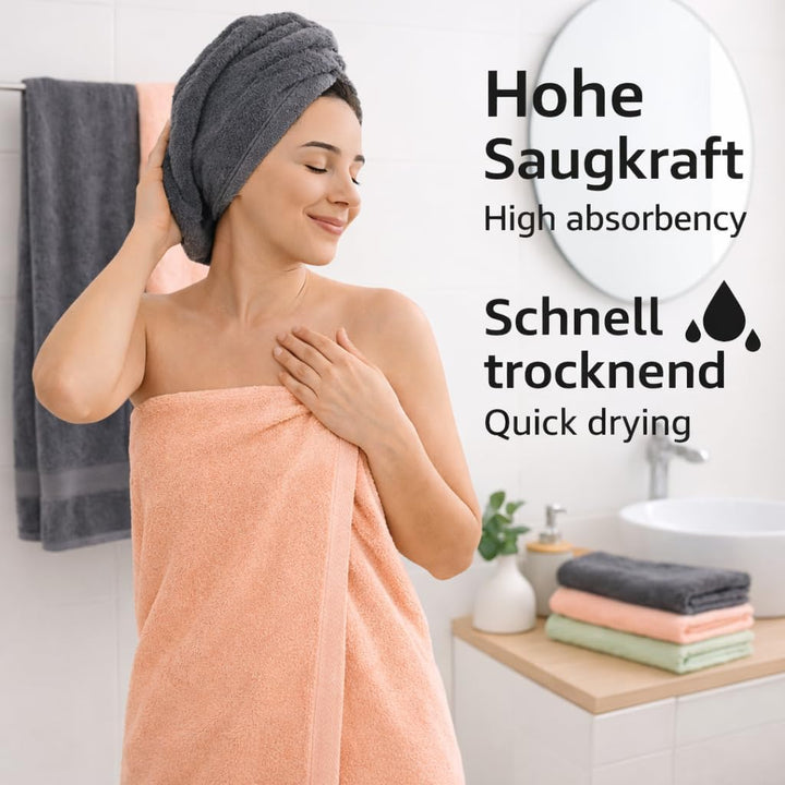 Betz Palermo Handtuch-Set – 6er Handtücher-Set - 2X Liegetücher - 4X Handtücher - 50x100 cm - anthra