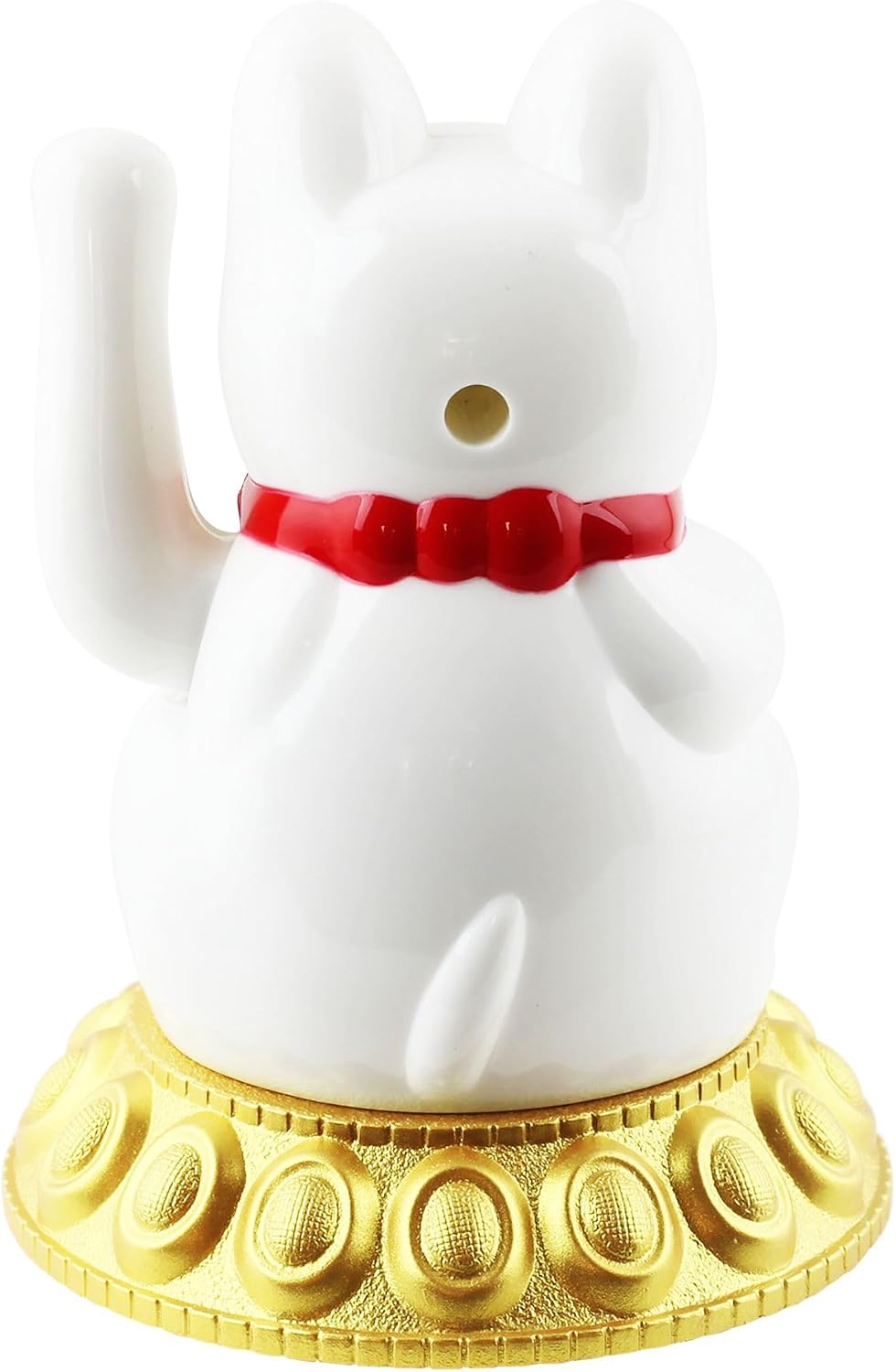 Freak Scene Glückskatze - Maneki-Neko - Winkekatze Solar - runder Sockel - 10,5 cm - weiss