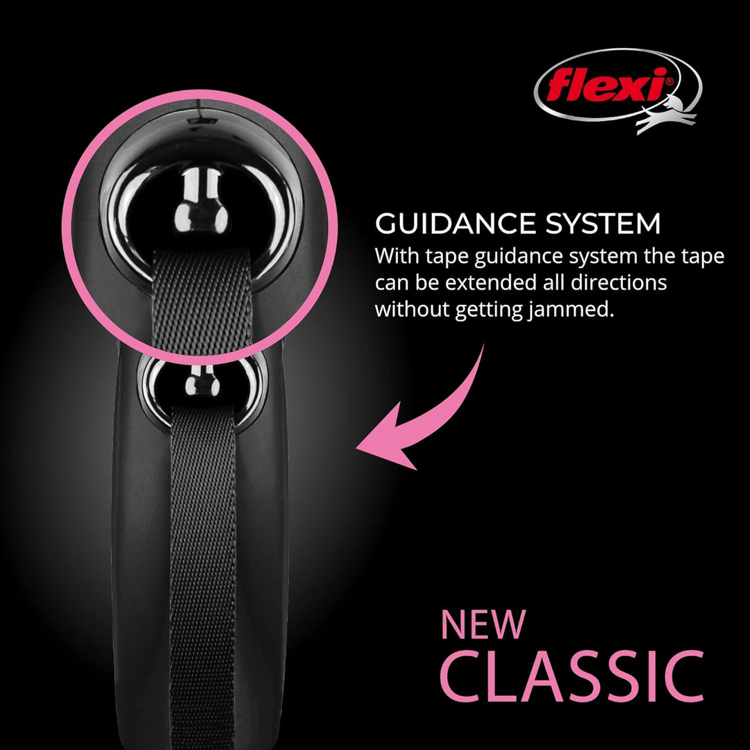 FLEXI Klassische einziehbare Hundeleine, 7,9 m, gross, Schwarz
