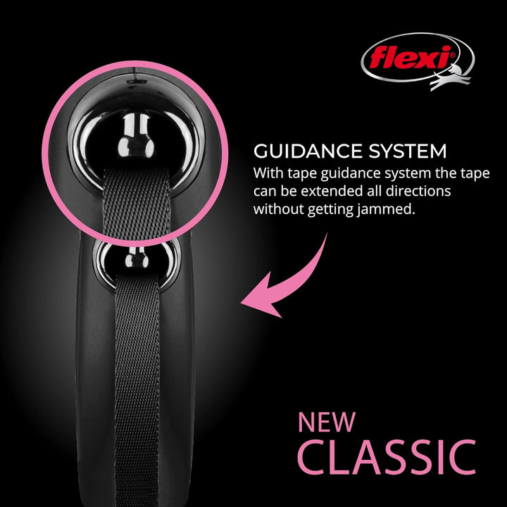 FLEXI Klassische einziehbare Hundeleine, 7,9 m, gross, Schwarz