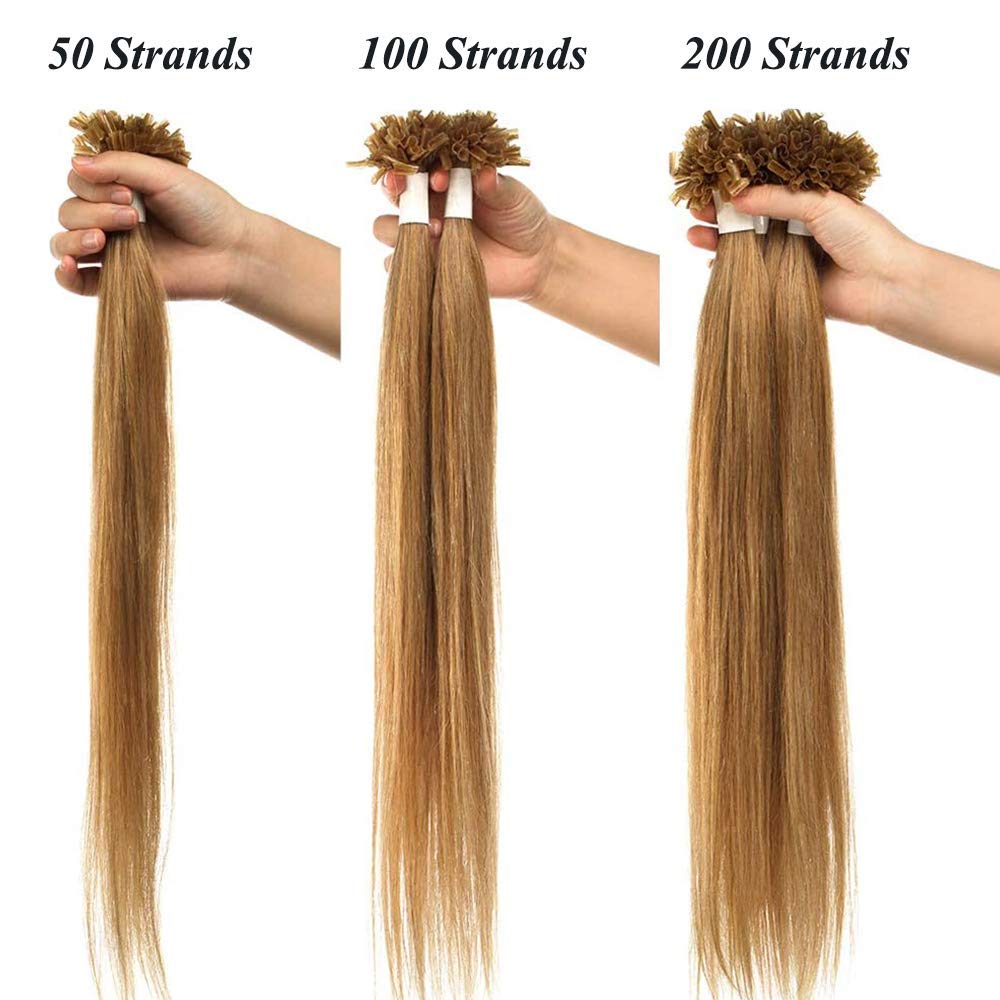 SEGO U Tip Extensions Haare Bonding Echthaar Bonded Haarverlangerung Keratin 1g/Strähne 50g Honigblo