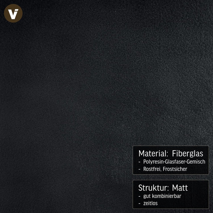 VIVANNO Maxi Pflanztrog, Fiberglas Pflanzgefäss, Rechteckig, Anthrazit, 30x60x30 cm - Robust für Aus