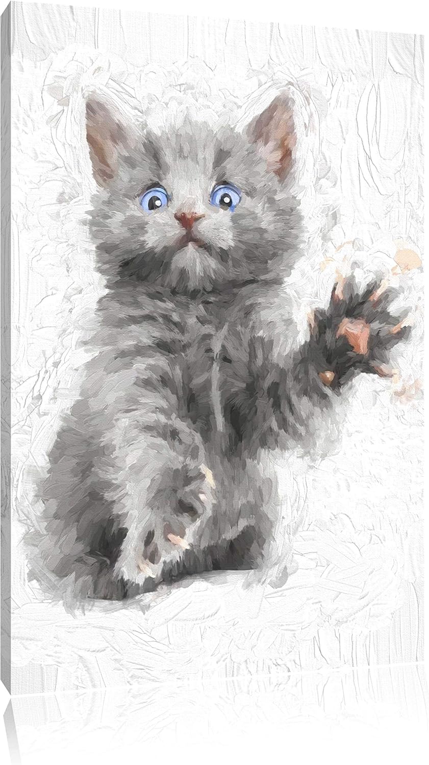 Babykatze Pinsel Effekt, Format: 100x70 auf Leinwand, XXL riesige Bilder fertig gerahmt mit Keilrahm