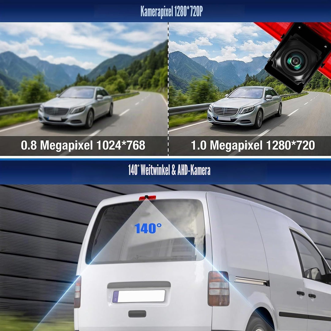 CAMECHO Bremsleuchte Rückfahrkamera HD Nachtsicht IP67 Wasserdichter Kamera für VW Caddy 2003-2015 B