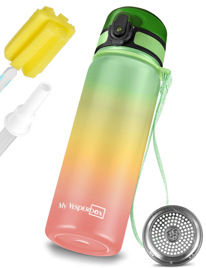 MY VESPERBOX® Edelstahl Thermosflasche Kinder [INK. STROHHALM & SIEB] - Isolierflasche für Jungen &