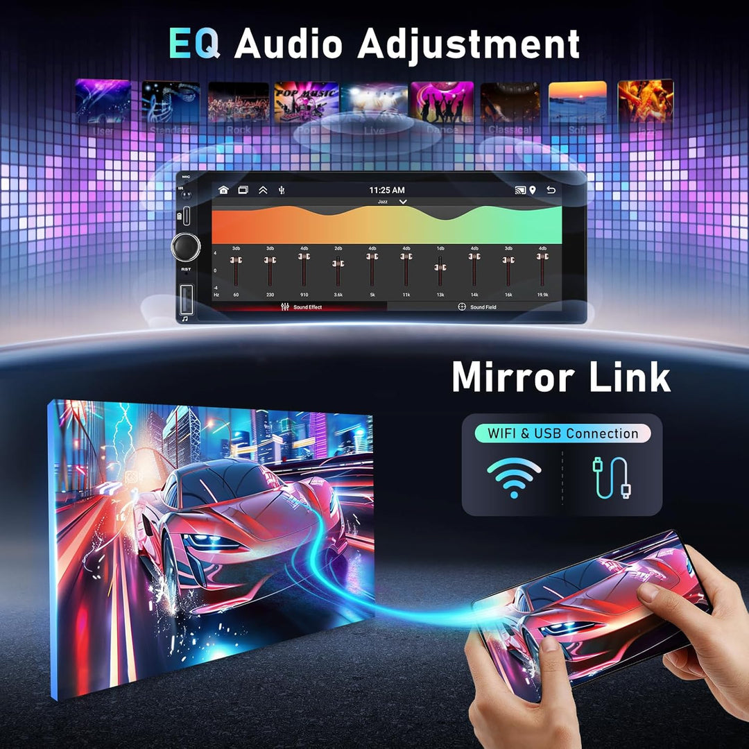 Carplay Autoradio 1 Din 2G+64G, Podofo 6,86 Zoll Touchscreen Autoplayer mit DAB+, BT/FM/RDS/Navi/Len