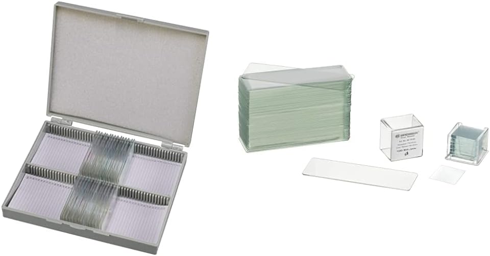 Bresser Dauerpräparate für Mikroskop (50-er Stück) & Mikroskop Objektträger/Deckgläser (50x/100x) 50