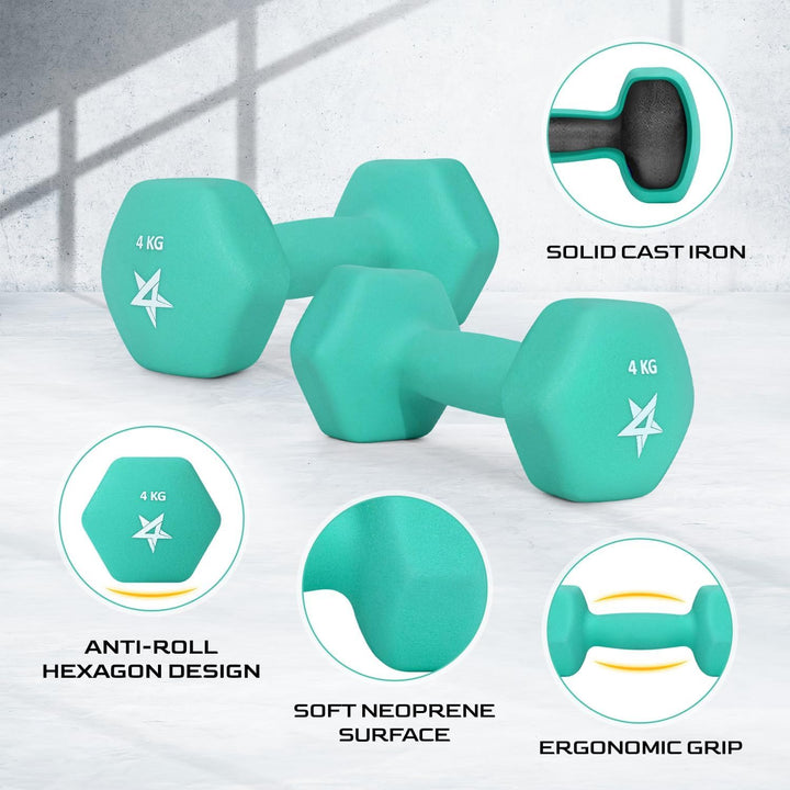 Yes4All Neopren Hanteln Set Gewichte, 2er-Sets, 1kg, 1.5kg, 2kg, 3kg, 4kg, 5kg, Dumbbells Set für Kr