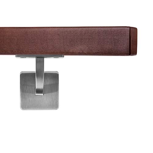 Handlauf Holzhandlauf VKT 42 x 42 mm Wandhandlauf Buche gebeitzt auf Wenge Halter eckig 200 cm 2 Hal
