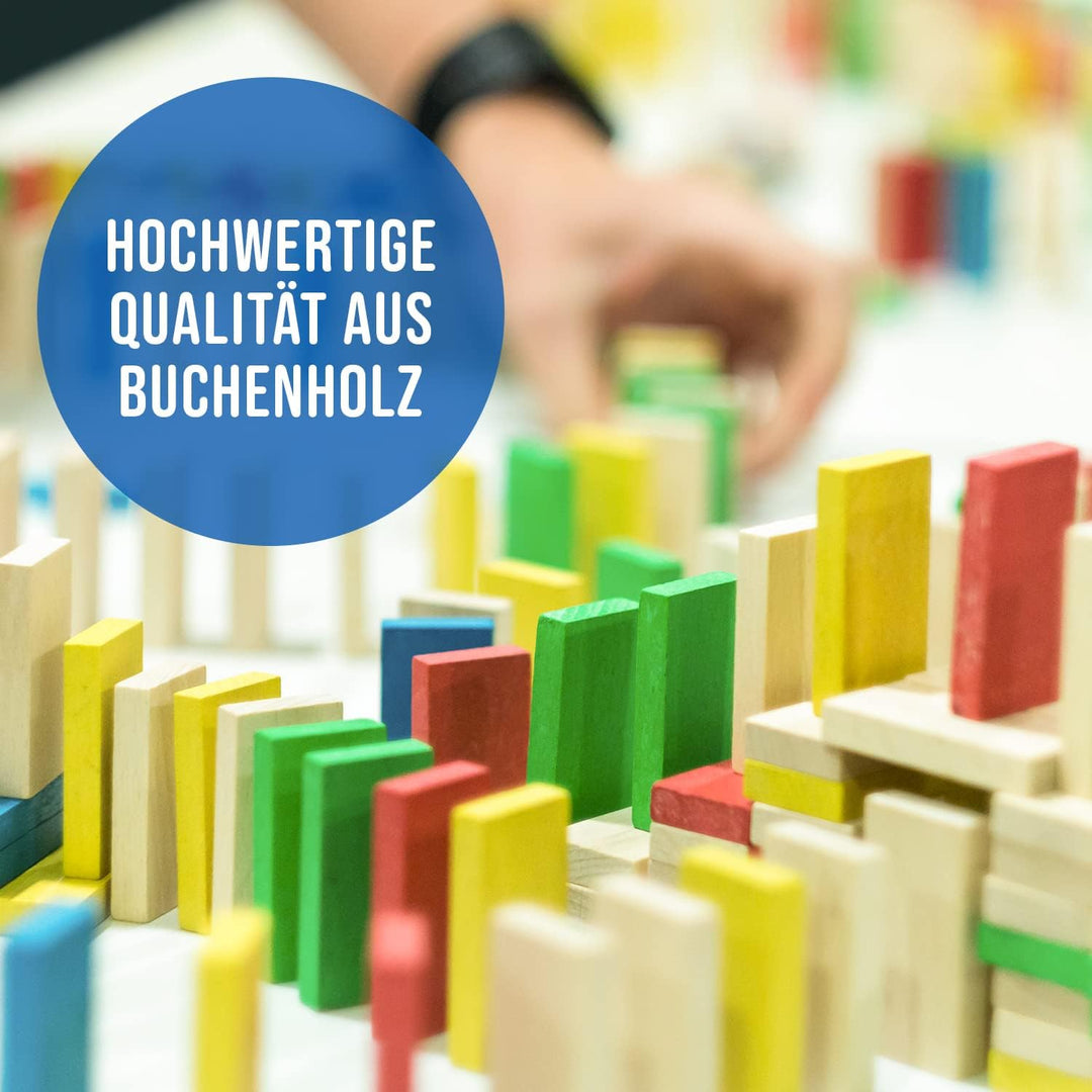 Calmado - Domino Spiel 450 teilig Dominosteine aus Holz, Spielzeug ab 3 Jahre - Bausätze für Kinder