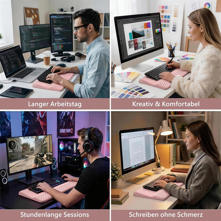 DULCE DOM Ergonomische Handgelenkauflage für Tastatur | Memory-Schaum mit rutschfester Unterseite |