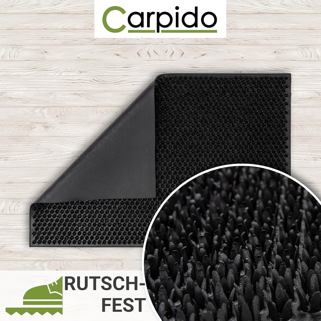 Carpido Wetterfeste Fussmatte Garten - Schwarz 40x60 cm - Outdoor Schmutzfangmatte - Türmatte leicht