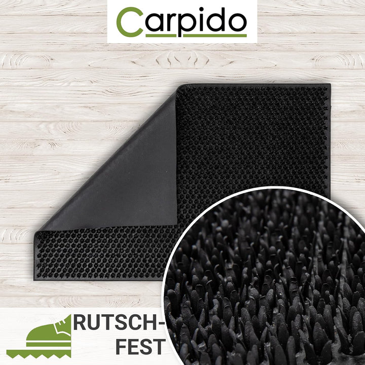 Carpido Wetterfeste Fussmatte Garten - Schwarz 40x60 cm - Outdoor Schmutzfangmatte - Türmatte leicht