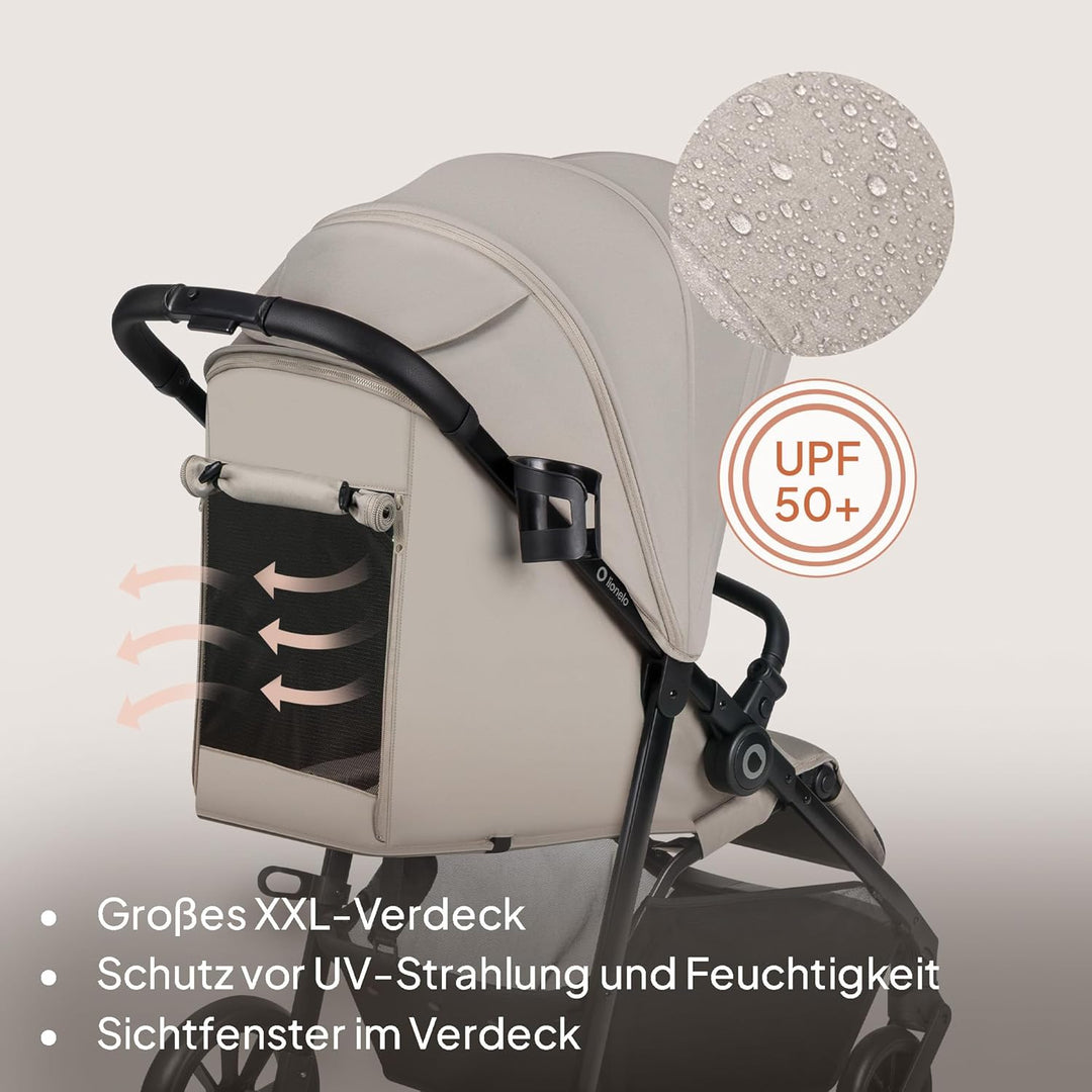 Lionelo Emerald Buggy bis 22 kg, 6 Monate–4 Jahre, EVA-Räder 360° mit Federung, einhändig faltbar, 9