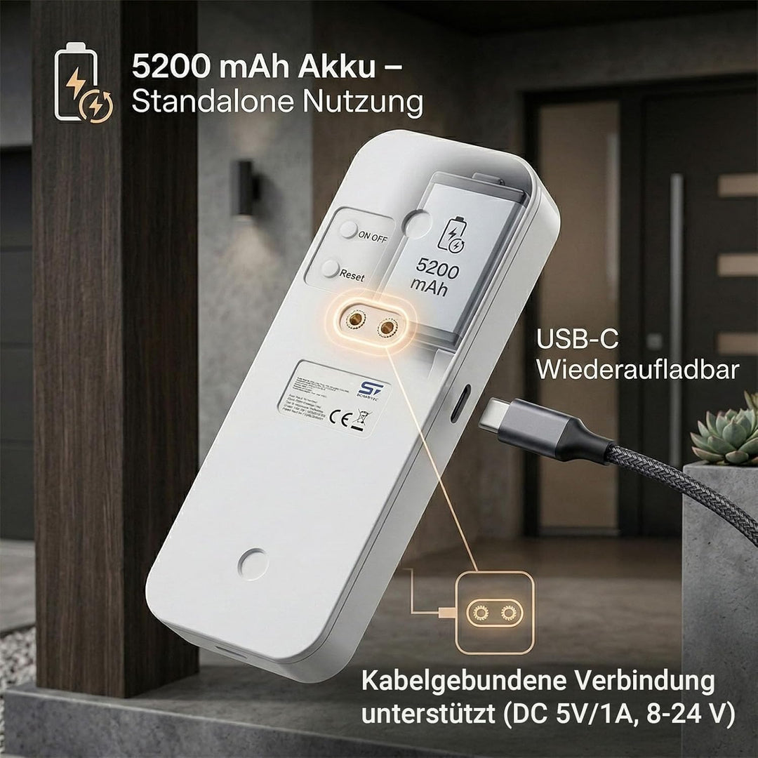 Schartec Smarte Video-Türklingel WLAN – 4MP Überwachungskamera Aussen, Akku 5200mAh, PIR & Personene