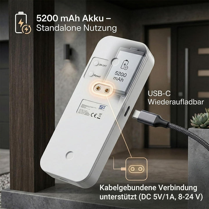 Schartec Smarte Video-Türklingel WLAN – 4MP Überwachungskamera Aussen, Akku 5200mAh, PIR & Personene