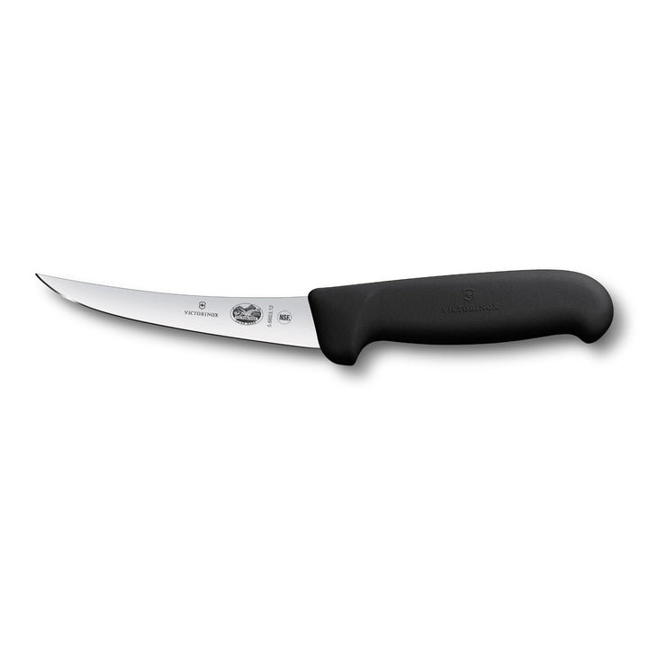 Victorinox Fibrox Ausbeinmesser, Scharfes Küchenmesser für Fleisch und Fisch, 12 cm, Gebogene Klinge