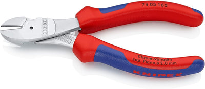 Knipex Kraft-Seitenschneider verchromt, mit Mehrkomponenten-Hüllen 160 mm 74 05 160 verchromt 160 mm