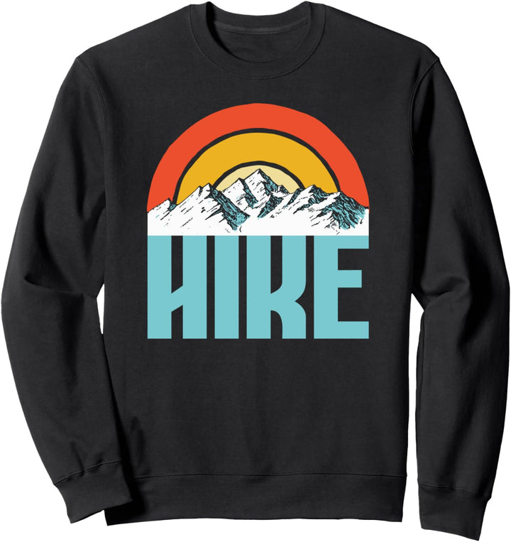 Hike! Minimalist Sunset & Mountains Hiking Graphic Sweatshirt