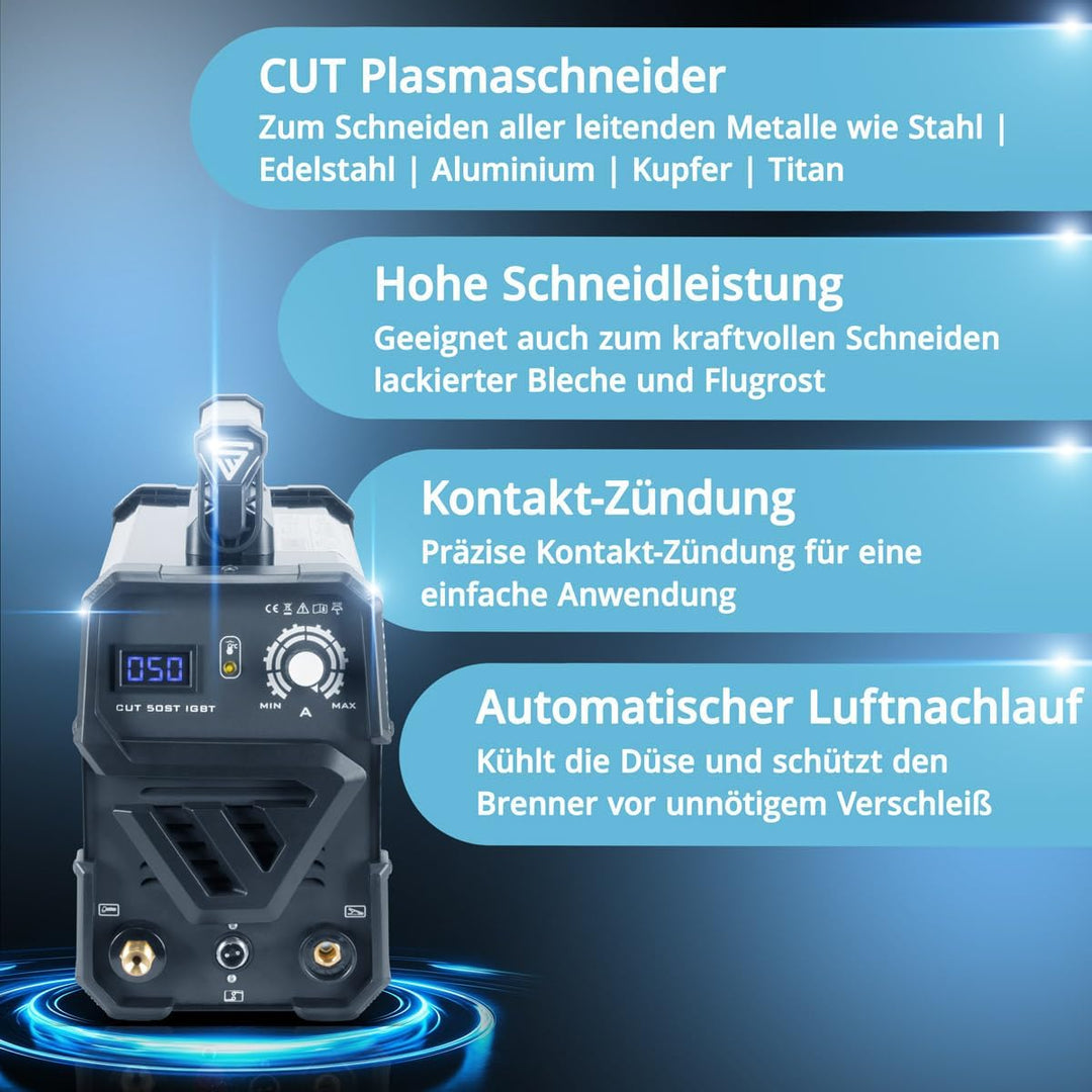 STAHLWERK CUT 50 ST IGBT Plasmaschneider mit 50 Ampere, bis 14mm Schneidleistung, für Lackierte Blec
