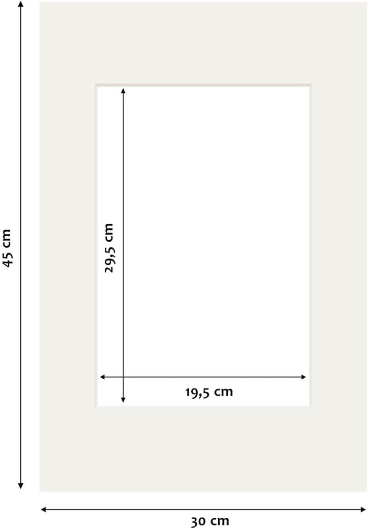 PHOTOLINI Passepartout 30x45 aussen für 20x30 innen, säurefrei 1,5 mm Passepartout Karton Creme-Weis