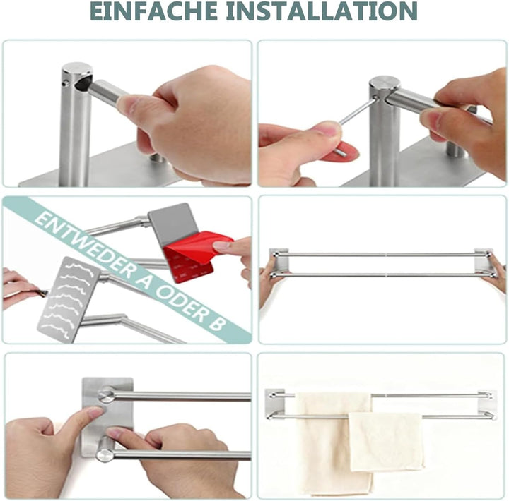 Handtuchhalter Ohne Bohren, Bad Handtuchstange Selbstklebend Wandmontage, Doppel Handtuchhalter aus