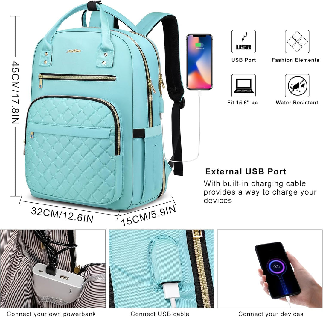 YAMTION Rucksack Damen,Schulrucksack Frauen Schultasche Mädchen Teenager Tagesrucksack mit USB und L
