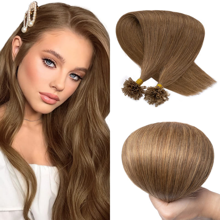 SEGO Bondings Extensions Echthaar 0.5g/Strähnen Haarverlängerung Keratin U-Tip Glue 100 Strähnen 100