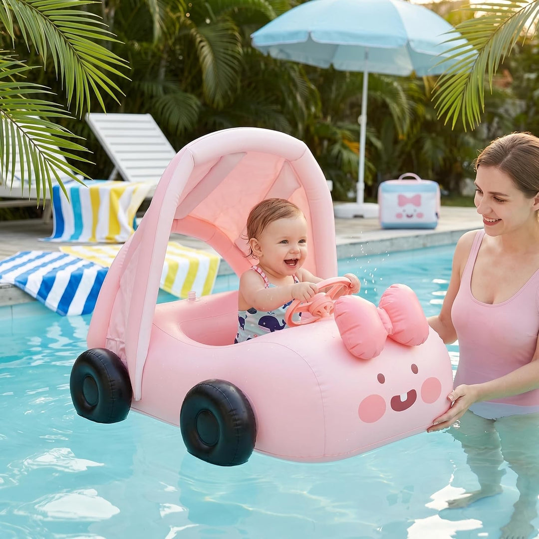 Baby-Schwimmbecken – Autoförmiges Kleinkind-Schwimmbecken mit Lenkrad, passend für Kinder von 6 Mona