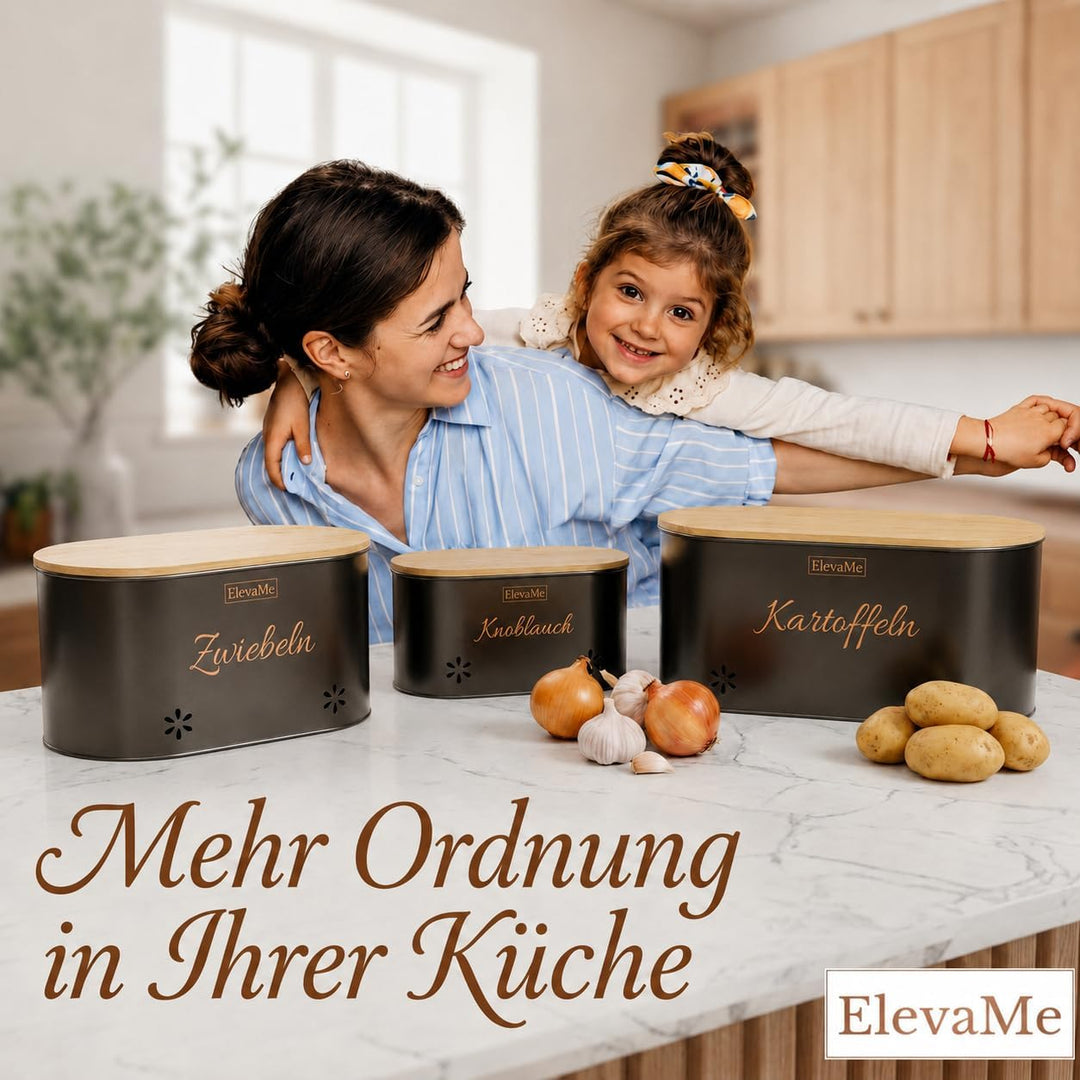 Kartoffel Aufbewahrungsbox - 3er Set Kartoffelbox, Zwiebel Aufbewahrung &amp; Knoblauch Aufbewahrung mit