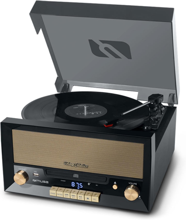 Muse MT-110 B Retro Plattenspieler mit USB, AUX-In, CD, Bluetooth schwarz