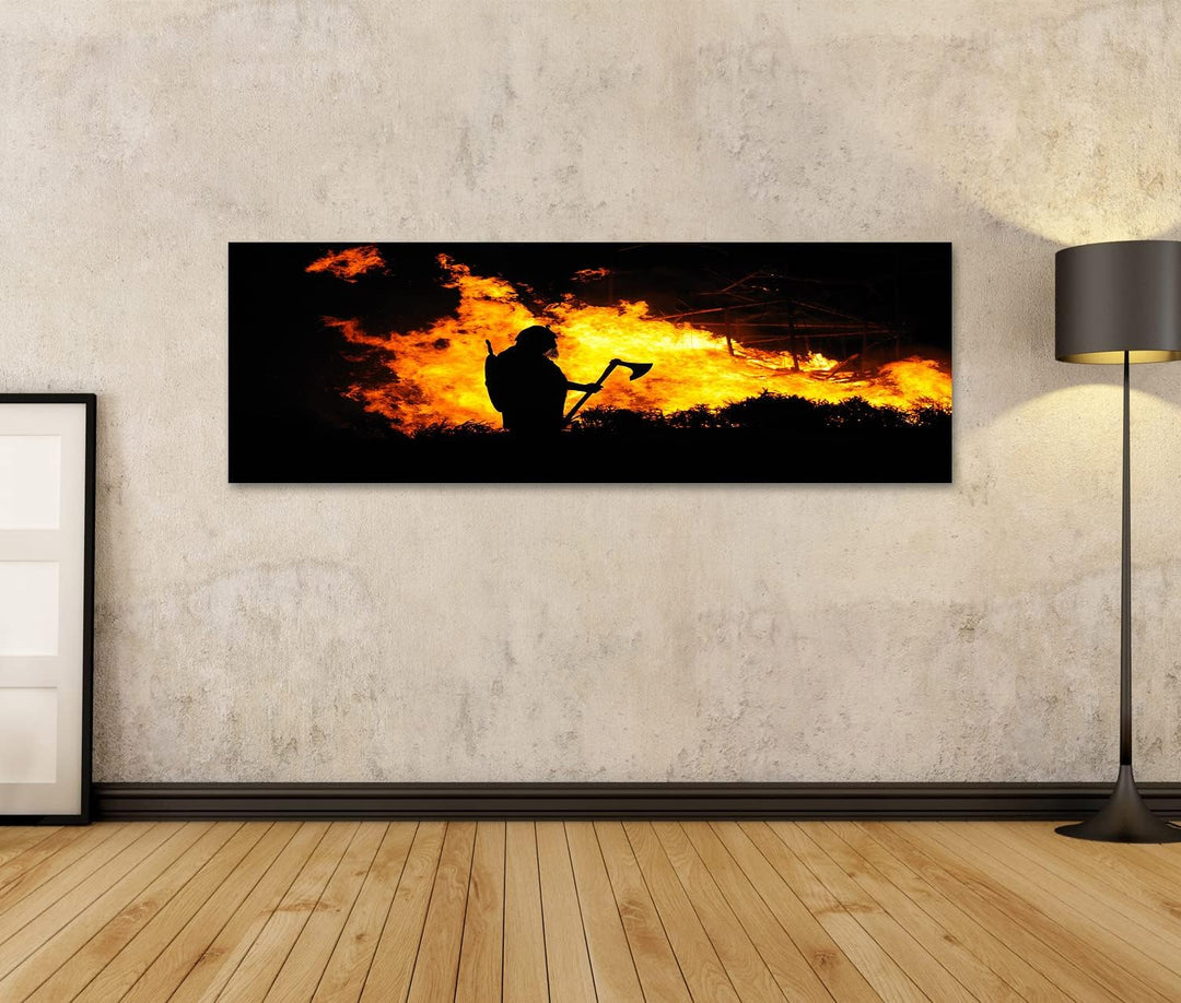 islandburner Bild auf Leinwand Ein Wikinger im Brennenden Gebäude Bilder Wandbilder Poster Leinwand