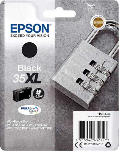 Epson Original 35XL Tinte Schloss (WF-4720DWF, WF-4725DWF, WF-4730DTWF, WF-4740DTWF), schwarz schwar