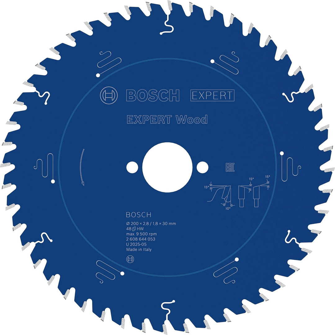 Bosch Professional 1x Kreissägeblatt Expert for Wood (Holz, Sägeblatt Ø 200 x 30 x 2,8 mm, 48 Zähne,