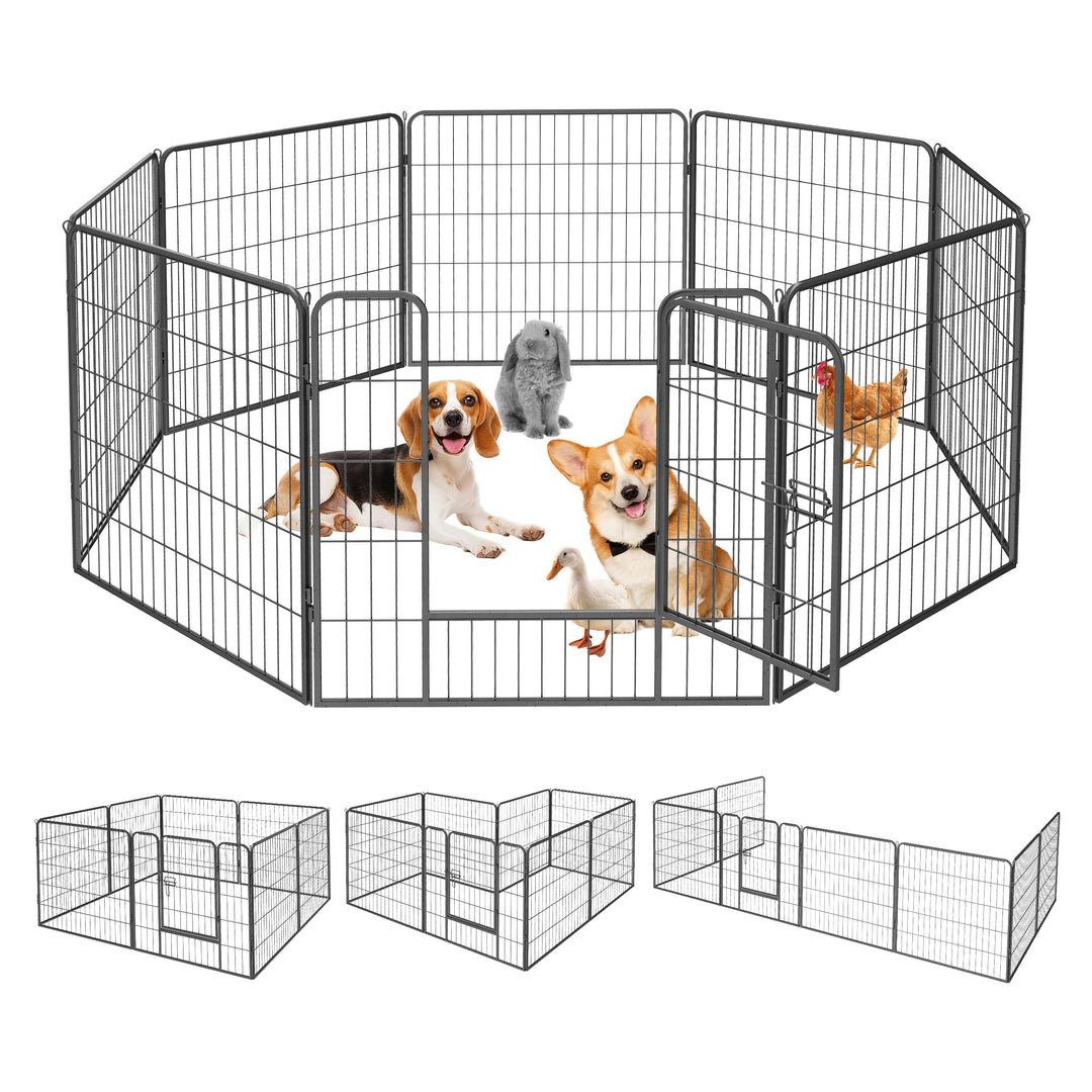 Qianruida Parc Enclos Pour Chiens 80cm x 80cm Haut Clôture Chiot Intérieur/Extérieur Animaux Grillag
