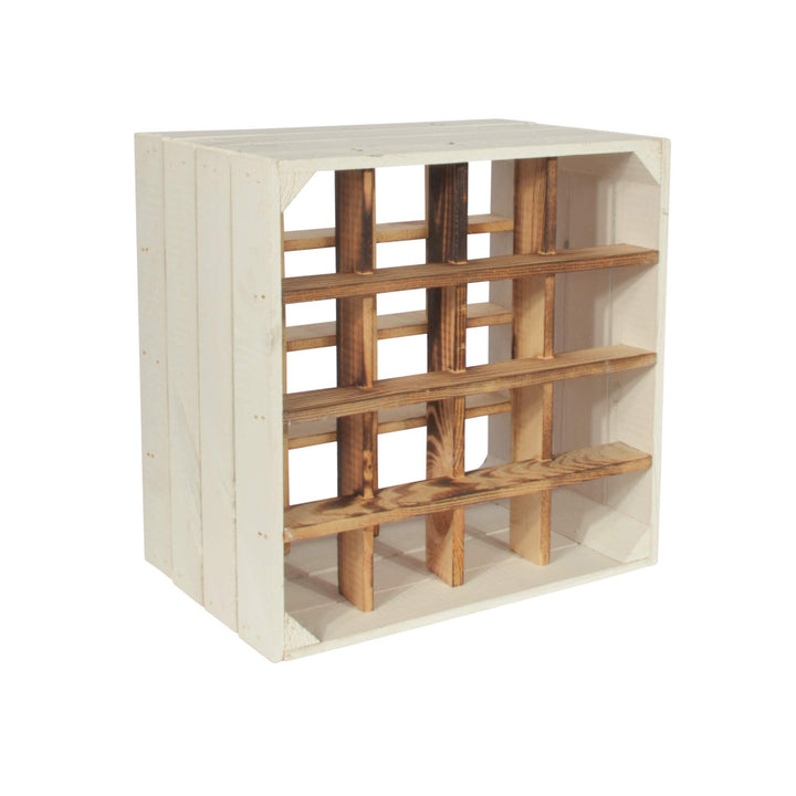 Weinregal Wino aus Holz - Weiss Geflammt + Regal Holzkiste 1 + Regal, 1 + Regal