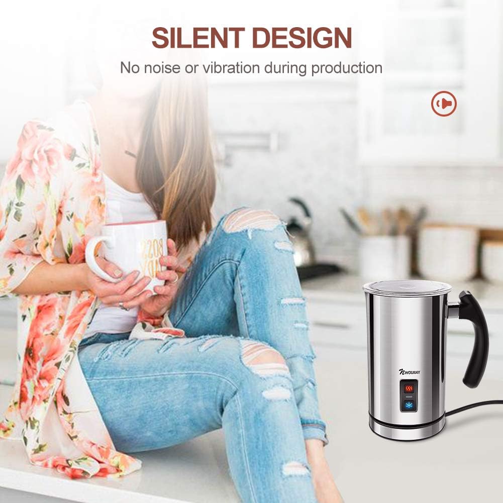 NWOUIIAY Milchaufschäumer Elektrisch 500W Edelstah Automatischer Milchschäumer 240ml Für heissen und