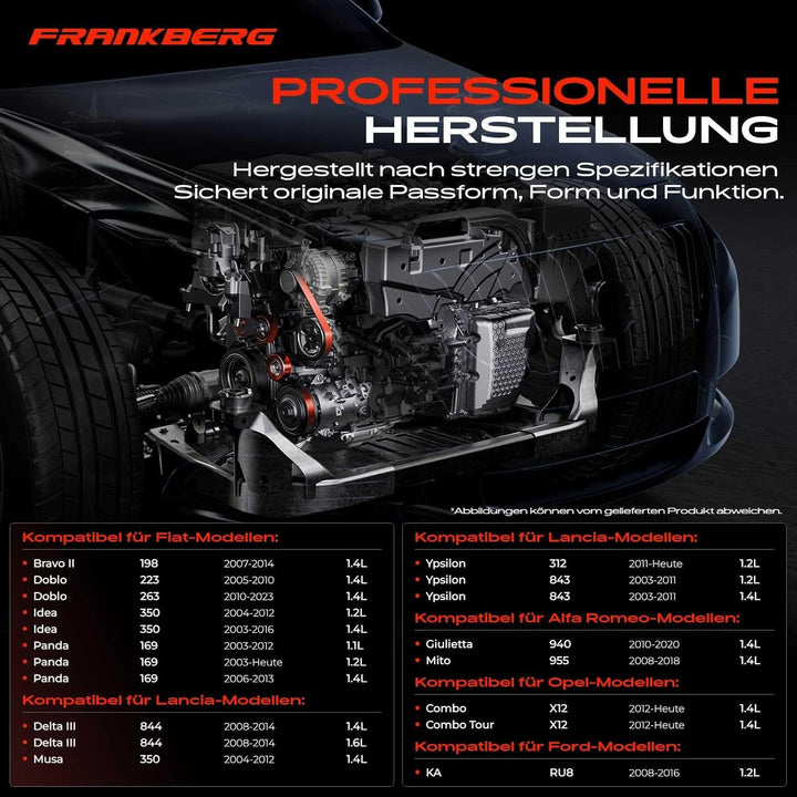 Frankberg Spannrolle Keilrippenriemen für Giulietta 940 Mito 500 595 695 500L Bravo II Doblo Fiorino