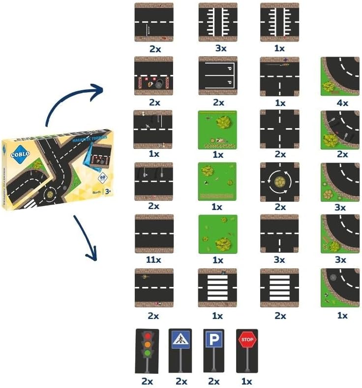 Coblo Magnetisches strassen 50 Stück - Magnetspielzeug - Geschenk 3 Jahre - Montessori-inspiriertes