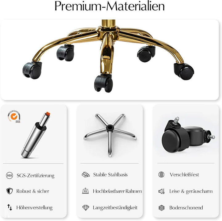 HULALA HOME Bürostuhl, Computerstuhl, Schminkstuhl aus Samt, moderner Schreibtischstuhl mit drehbare