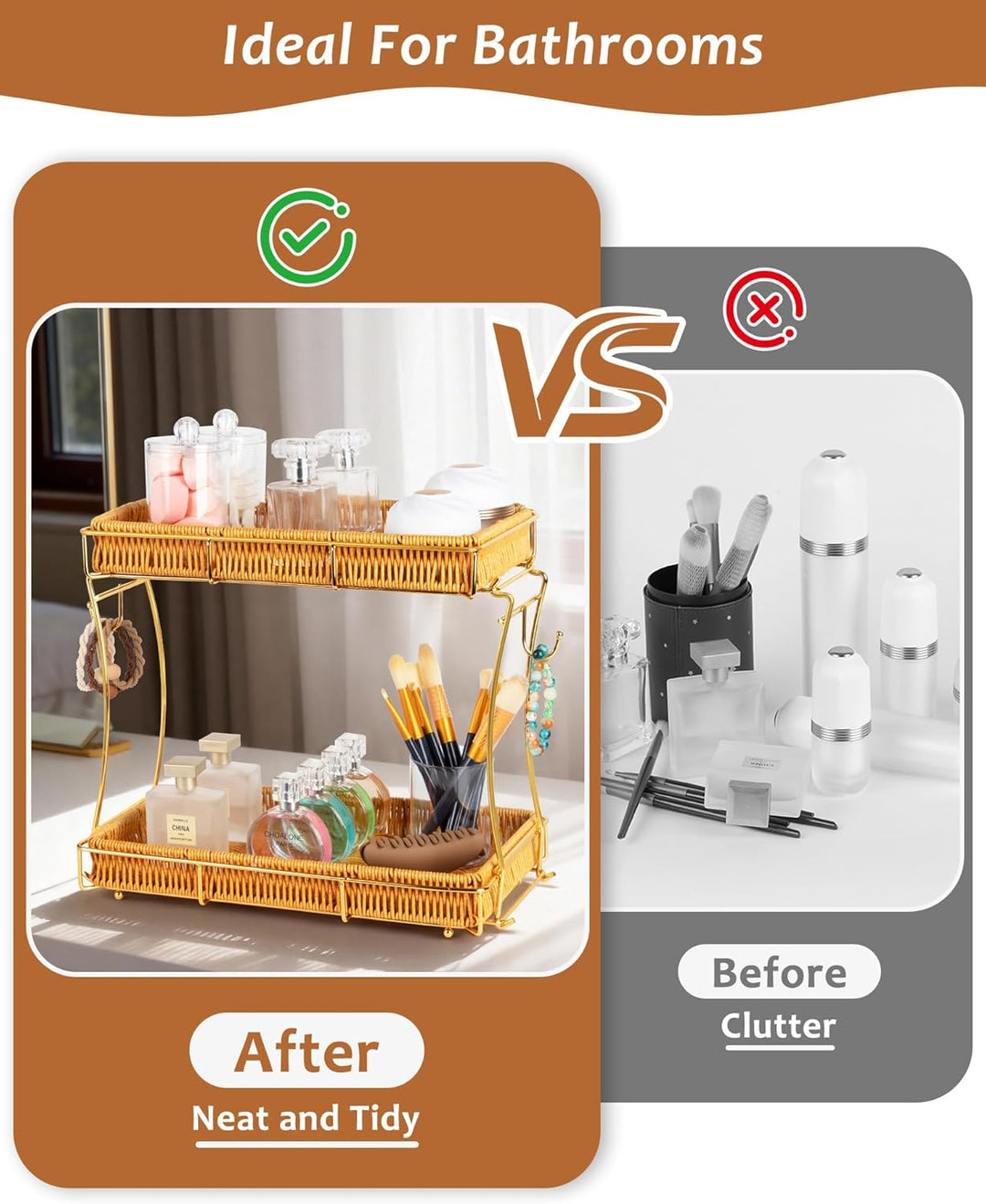 REFLYING Abnehmbarer Badezimmer Organizer, Skincare Parfüm Organizer, Küchen Organizer, Gewürzregal,