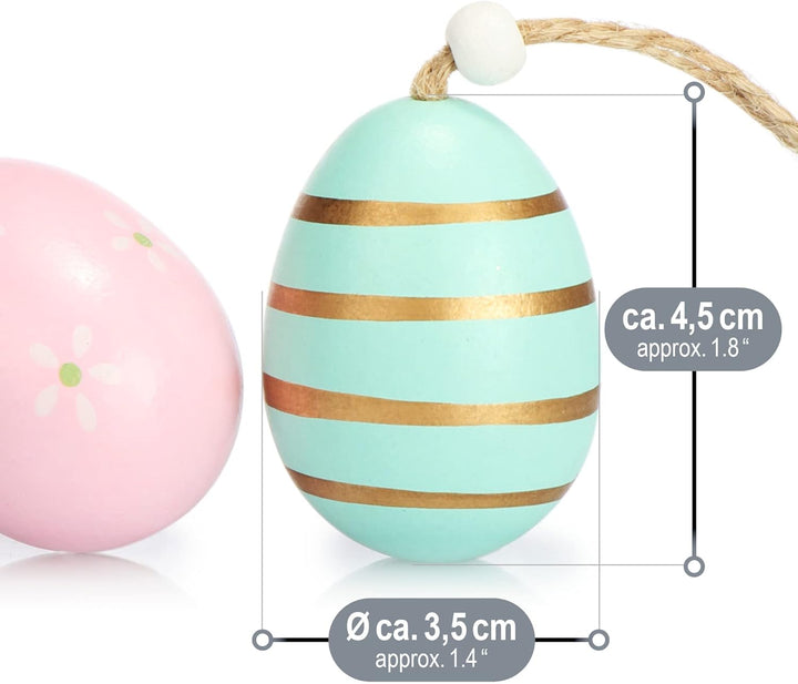 com-four® 24x Ostereier zum Aufhängen - Osterdeko aus Holz in tollen Farben - Deko Ostereier mit sch
