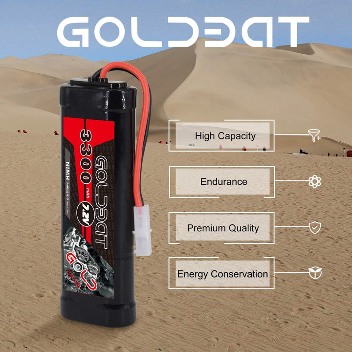 GOLDBAT RC Akku NiMH Akku Pack 3300 mAh 7,2V Batterie Ersatzakku mit Tami YA Stecker für RC Autos Bo