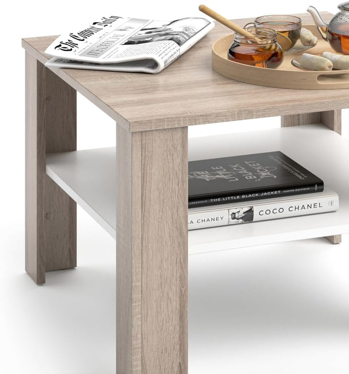 Vicco Couchtisch Homer, Sonoma/Weiss, 60 x 42 cm Sonoma 60x42x60 cm, Sonoma 60x42x60 cm