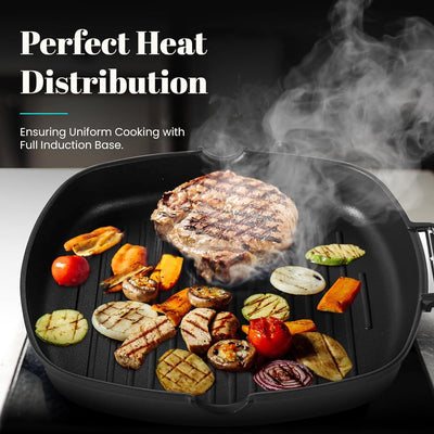 WECOOK! Ecostone Grillpfann Induktion Gewellt, 28 x 28 cm, Antihaftbeschichtung ILAG Ökologisch PFOA