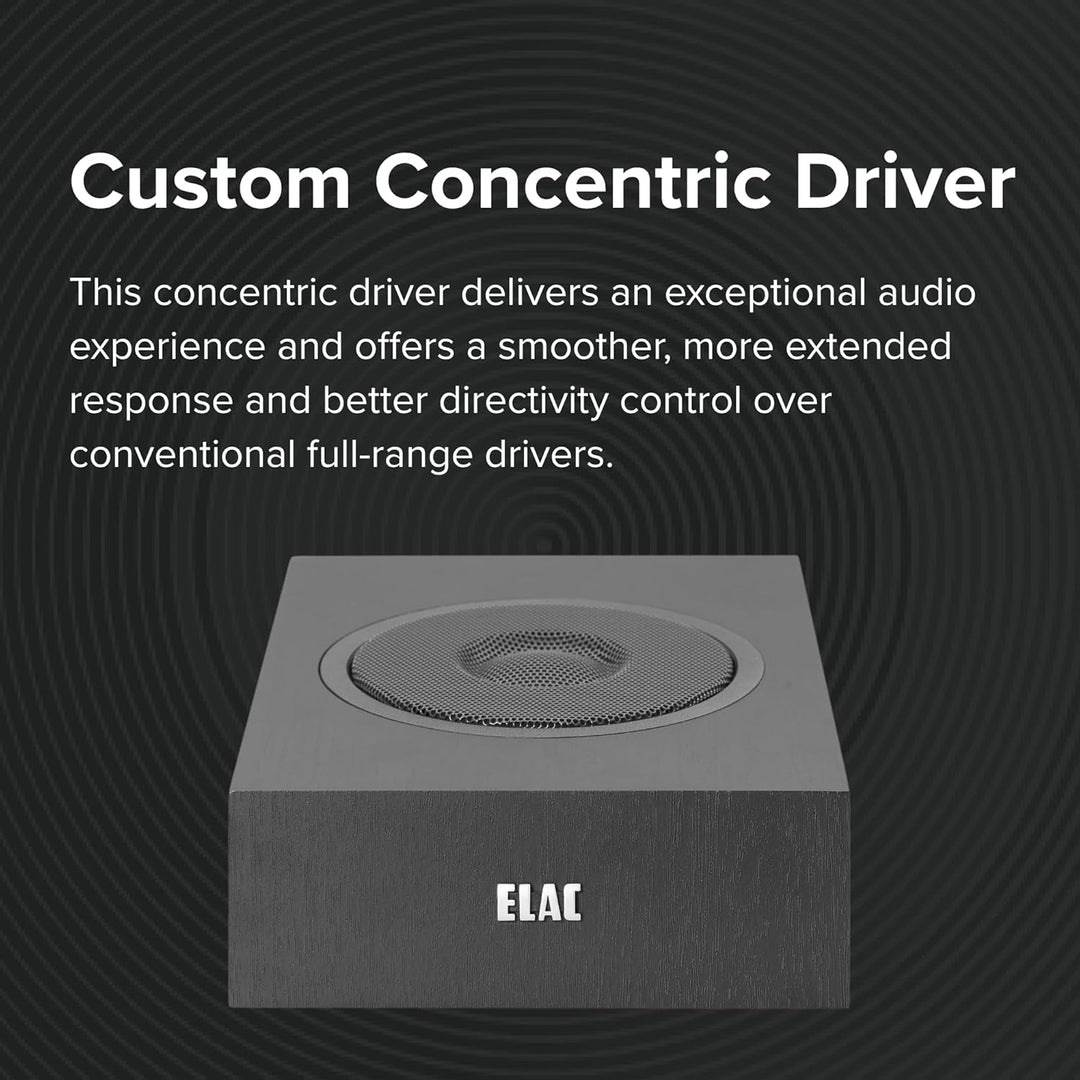 ELAC Debut 2.0 A4.2 Dolby Atmos Modul-Lautsprecher, Schwarz, Paar – Konzentrischer Treiber mit 1,3 c