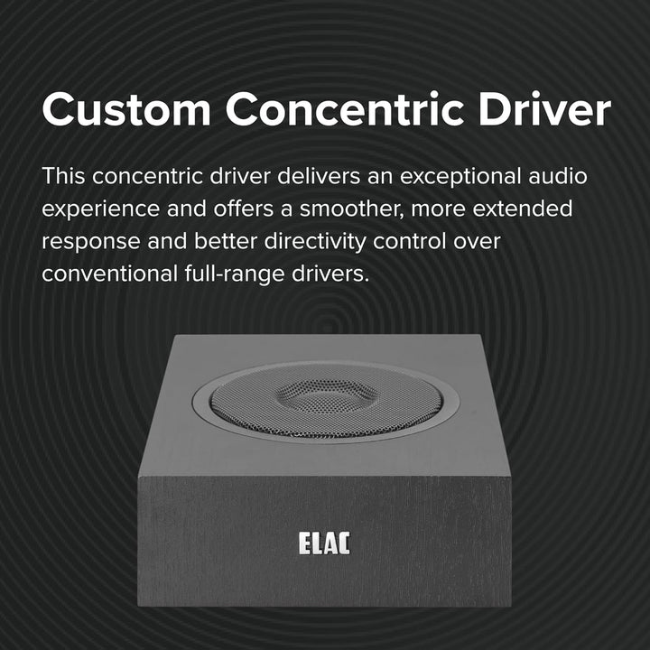 ELAC Debut 2.0 A4.2 Dolby Atmos Modul-Lautsprecher, Schwarz, Paar – Konzentrischer Treiber mit 1,3 c
