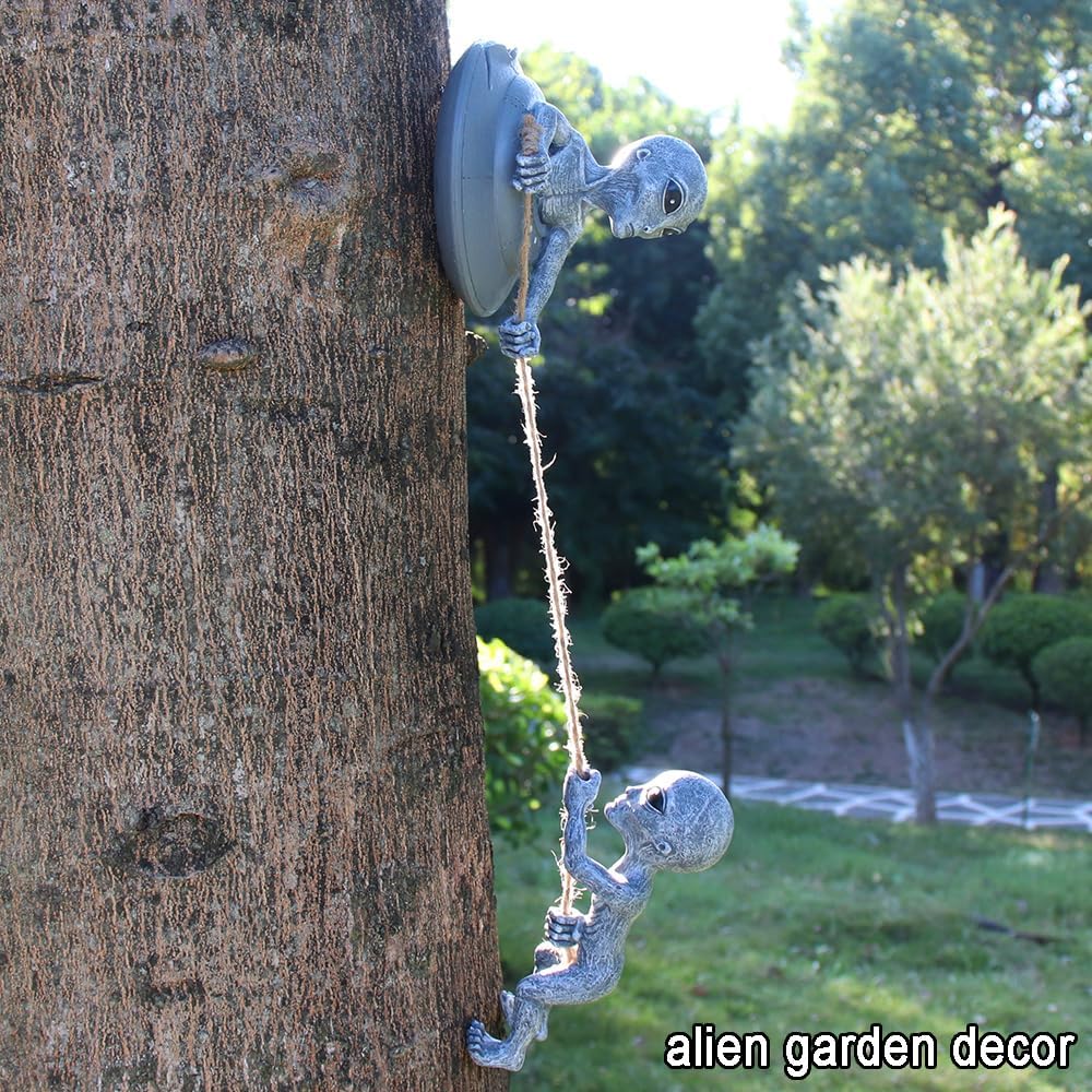 Carchistan Alien Brothers Baum-Huggers Dekorationen Baumskulpturen – Aliens Kletterseil für Garten O